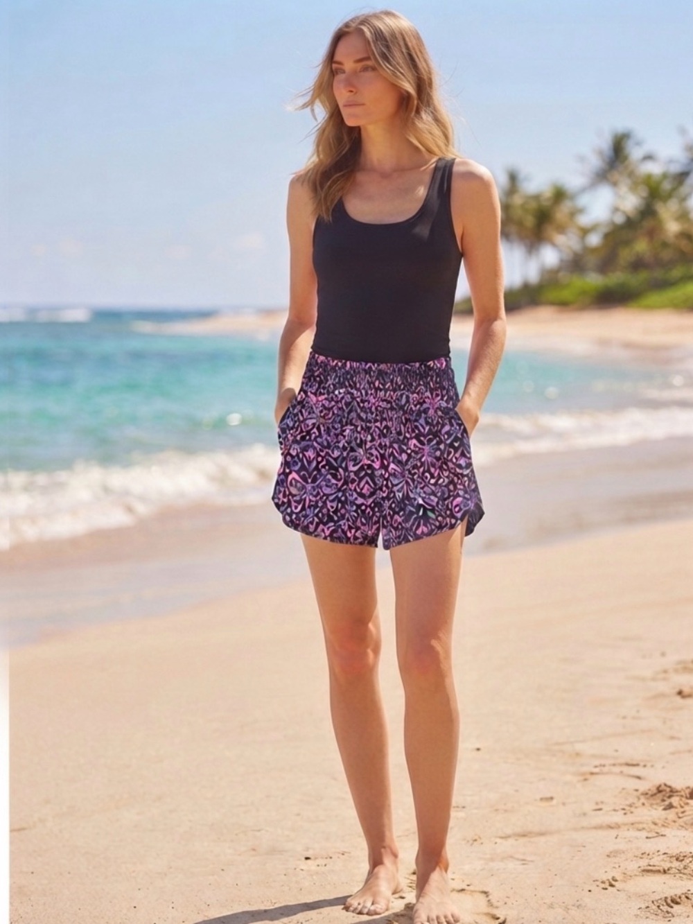 No Boundaries - Size Large - No Liner Athletic Shorts - Purple and Pink Pattern